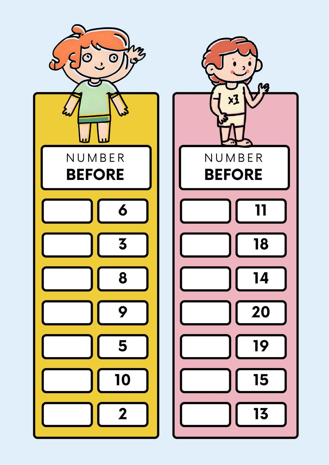 Math Worksheets for Kindergarten || Before and After Number Worksheets ...