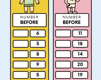 Math Worksheets for Kindergarten || Before and After Number Worksheets for Kids | Preschool Math Printable PDF