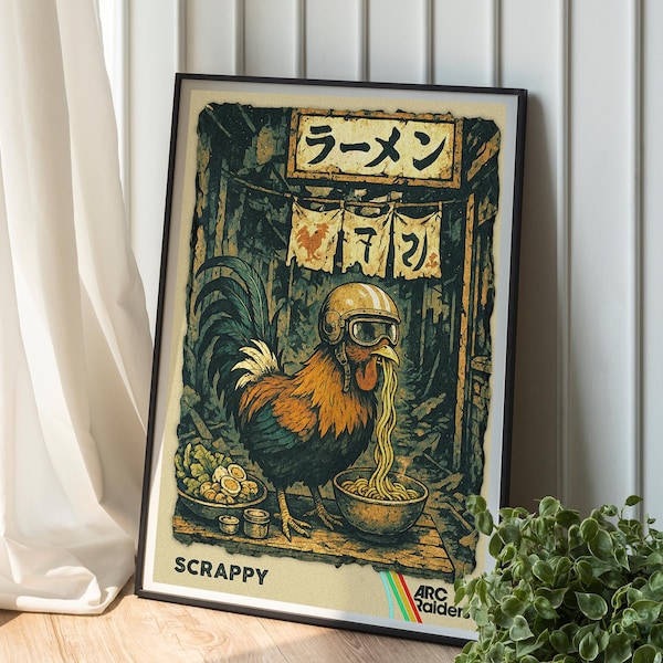 ARC Raiders Scrappy Poster, Retro Futuristic Gamer Room Wall Art, Gifts for Gamers