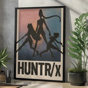 Huntr/x KPop Demon Hunter Picture, Vintage Textured Silhouette Art Print , Cyberpunk Girl Group Wall Decor, Gift for K-Pop Fans