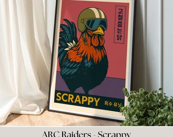 ARC Raiders Scrappy Poster, Japanese Gamer Room Art (Digital Download)