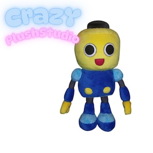 Handmade Plush Robot Toy – Soft Stuffed Yellow & Blue Robot Doll – Unique Gift for Kids Collectors