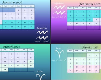 Zodiac Calendar 2026 - Digital Download