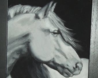 Original Oil painting - horse Black White Snowdancer by Amy VanGaasbeck