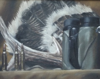 Trophies Still Life Oil Painting for Hunters 9 x 12"