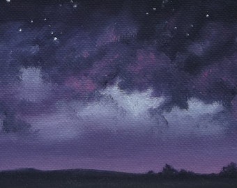 Starry Night Original Nighttime Landscape Oil Painting