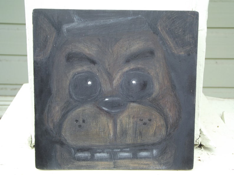 Fantasy and Fun by Emily VanGaasbeck Original Oil Painting on 8x8 Wood Panel FNAF Freddy Fazbear image 2