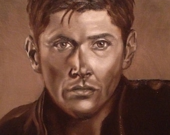 Jensen Ackles Dean Winchester 8x8" Print of Original Oil Painting Supernatural