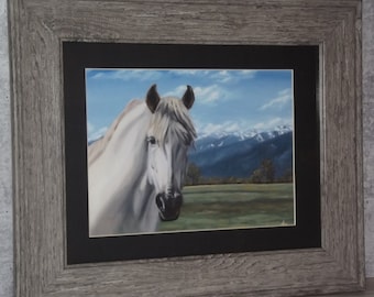 Green Pastures Matted Framed 6x8 in Horse Print