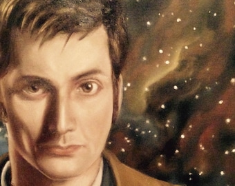 Doctor Who 8x8" Print of Original Oil Painting Tenth Doctor David Tennant Ten