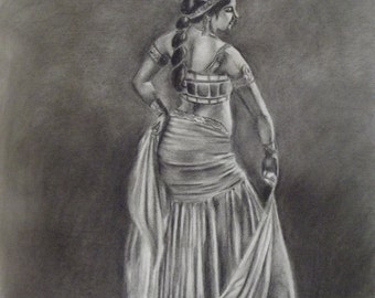 Tamar Original Charcoal Drawing