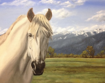 Green Pastures Original Oil Painting Horse