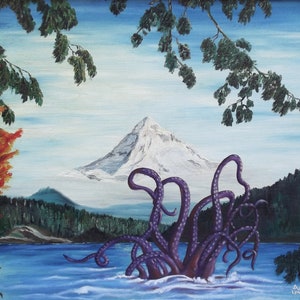 Kraken Emerging Altered Art Print 11x14&quot;