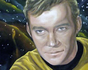 Capitán de nave estelar 8x8" Impresión de pintura al óleo original