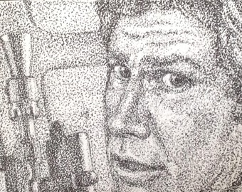 Han Solo ACEO Miniature Pointillism Pen and Ink Drawing Star Wars