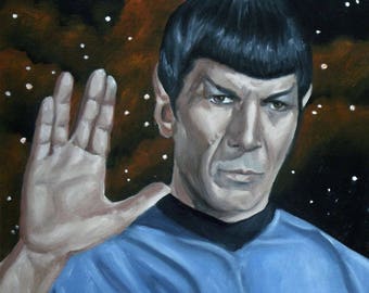 Spock 8x8" Print of Original Oil Painting Live Long and Prosper