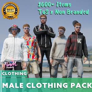 Fivem | 1600+ Male Clothing Pack ToS | Clothing | Non Branded
