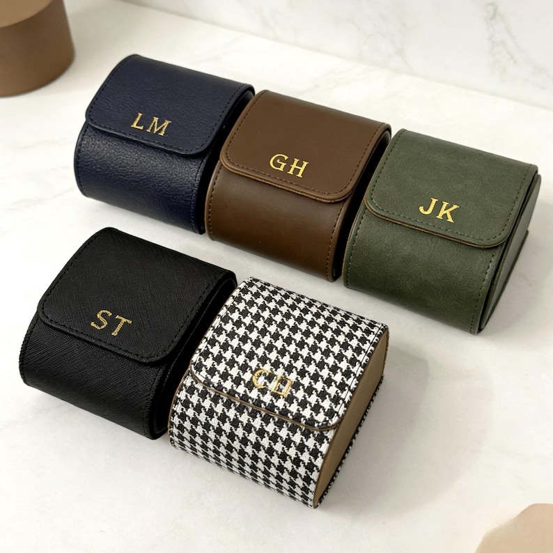 Personalized Leather Watch Box, Custom Leather Watch Case, Wedding groomsmen gifts, Watch travel case, Custom Valentine Gift, Gift for Him image 7