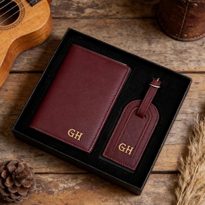 Personalised Leather Passport Holder & Luggage Tag ,Custom Passport Wallet, Custom Travel Gifts, Custom Wedding Gift, Custom Valentines Gift