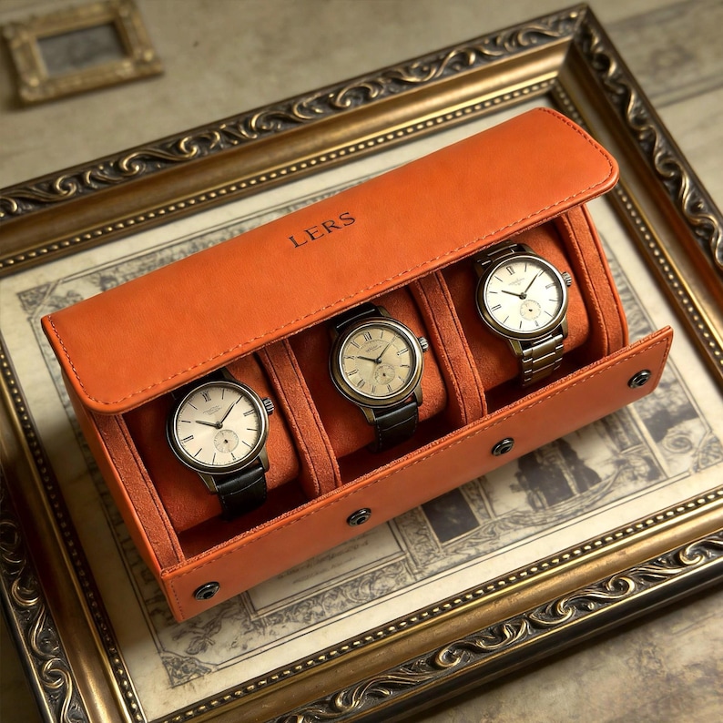 Personalized Leather Watch Box, Custom Leather Watch Case, Wedding groomsmen gifts, Watch travel case, Custom Valentine Gift, Gift for Him image 13