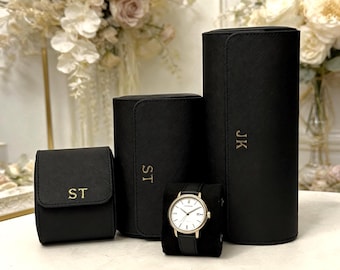 Personalized Leather Watch Box, Custom Leather Watch Case, Wedding groomsmen gift, Watch travel case, Gift for Him, Custom Valentine Gift