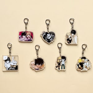 Death Note Acrylic Keychain, Double Side Keychain, Death Note Keychain, Anime Gift, L, Light Yagami, Misa Amane, Ryuk, Near, Mello