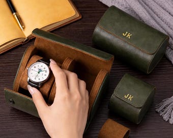Personalized Leather Watch Box, Custom Leather Watch Case, Wedding groomsmen gifts, Watch travel case, Gift for Him, Custom Valentine Gift