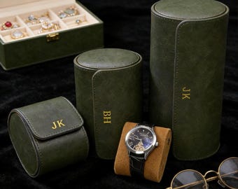 Personalized Leather Watch Box, Custom Leather Watch Case, Wedding groomsmen gifts, Watch travel case, Gift for Him, Custom Valentine Gifts