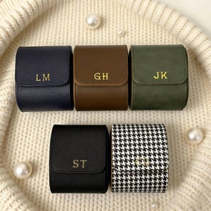 Personalized Leather Watch Box, Custom Leather Watch Case, Wedding groomsmen gifts, Watch travel case, Custom Valentine Gift, Gift for Him image 8