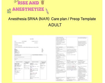 Adult Anesthesia Careplan / Preop Template
