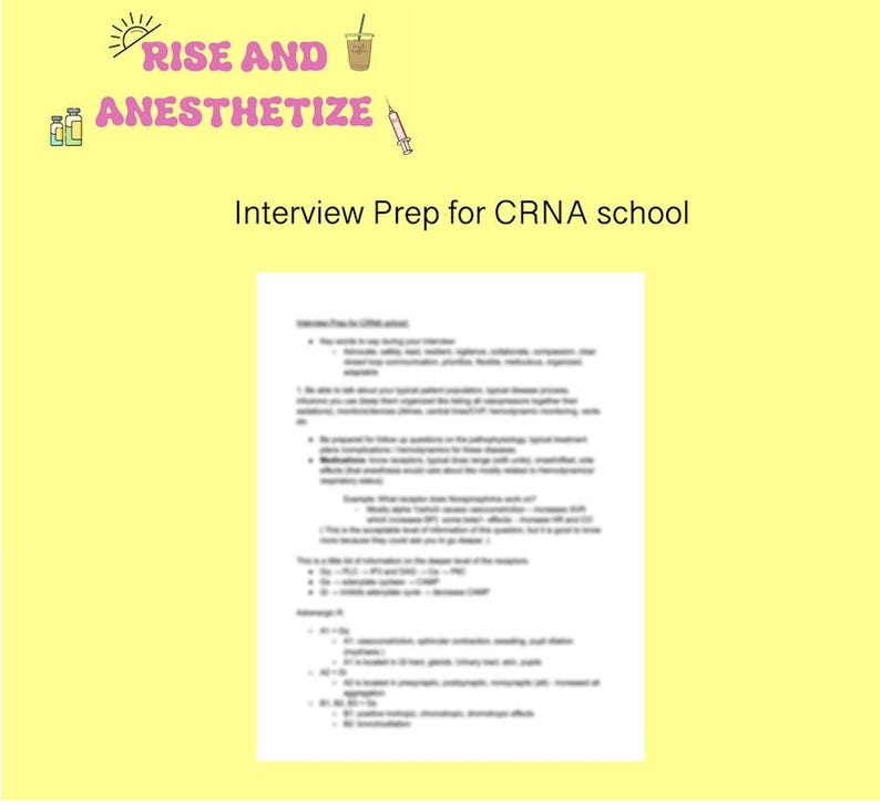 Interview Prep for CRNA School Etsy