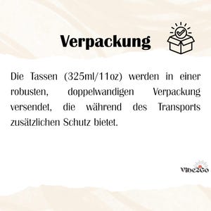 May include: Image with the word "Verpackung" in bold black font. Below, text describes the packaging of the product. A graphic of a box with a checkmark is in the upper right corner. The Vibe2Go logo is in the bottom right corner.
