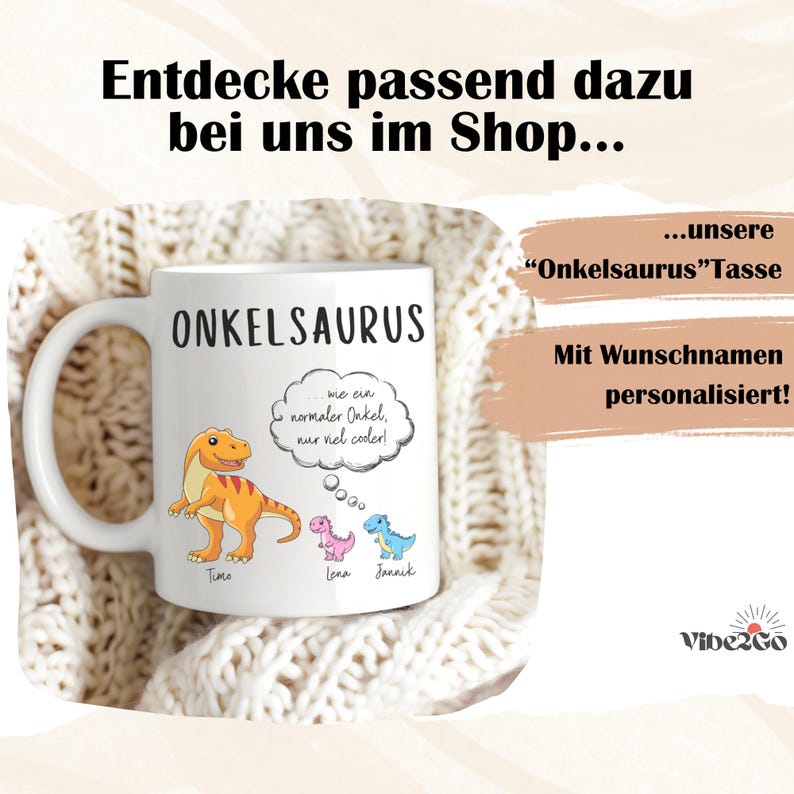 Personalized gift for aunt with name - Ceramic mug for godmother from godchild - Best aunt gift idea Dino mug Auntiesaurus image 8