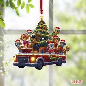 Custom Name Paw Patrol Christmas 2025 Ornament, Personalized Patrol Dogs Christmas Ornament, Patrol Xmas Ornament, Custom Kid Name Ornament