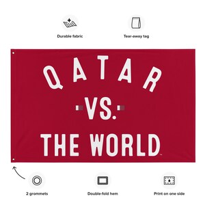 Qatar Vs The World Large Flag - National Team Country Sports Soccer Pride 3X5 Rally Banner