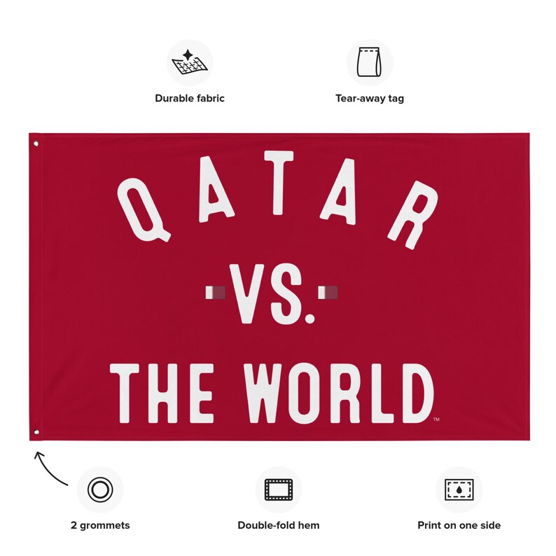 Qatar Vs The World Large Flag - National Team Country Sports Soccer Pride 3X5 Rally Banner