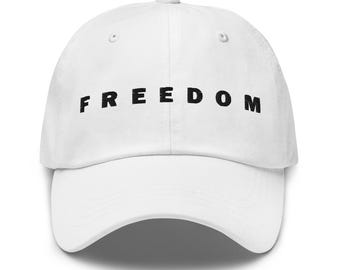 Embroidered - FREEDOM White Cap - USA pride remember Charlie adult fit - maga republican america first Dad hat
