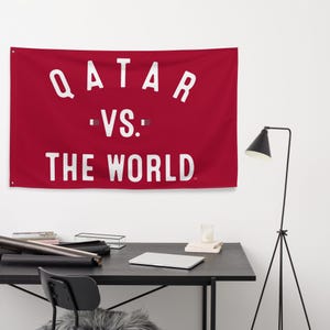 Qatar Vs The World Large Flag - National Team Country Sports Soccer Pride 3X5 Rally Banner