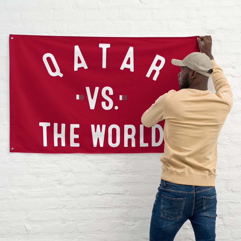 Qatar Vs The World Large Flag - National Team Country Sports Soccer Pride 3X5 Rally Banner