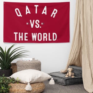 Qatar Vs The World Large Flag - National Team Country Sports Soccer Pride 3X5 Rally Banner