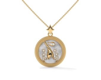 Colgante con diamante cultivado en laboratorio del signo zodiacal Escorpio, en oro macizo o plata.