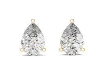 IGI Certified Lab Grown Diamond Pear Stud Earrings | 10K/14K/18K Gold