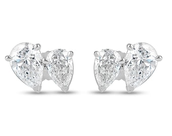 Pear Cut Dual Diamond Stud Earrings | IGI Certified | Lab Grown Diamond | Vivid Luxe Jewelers