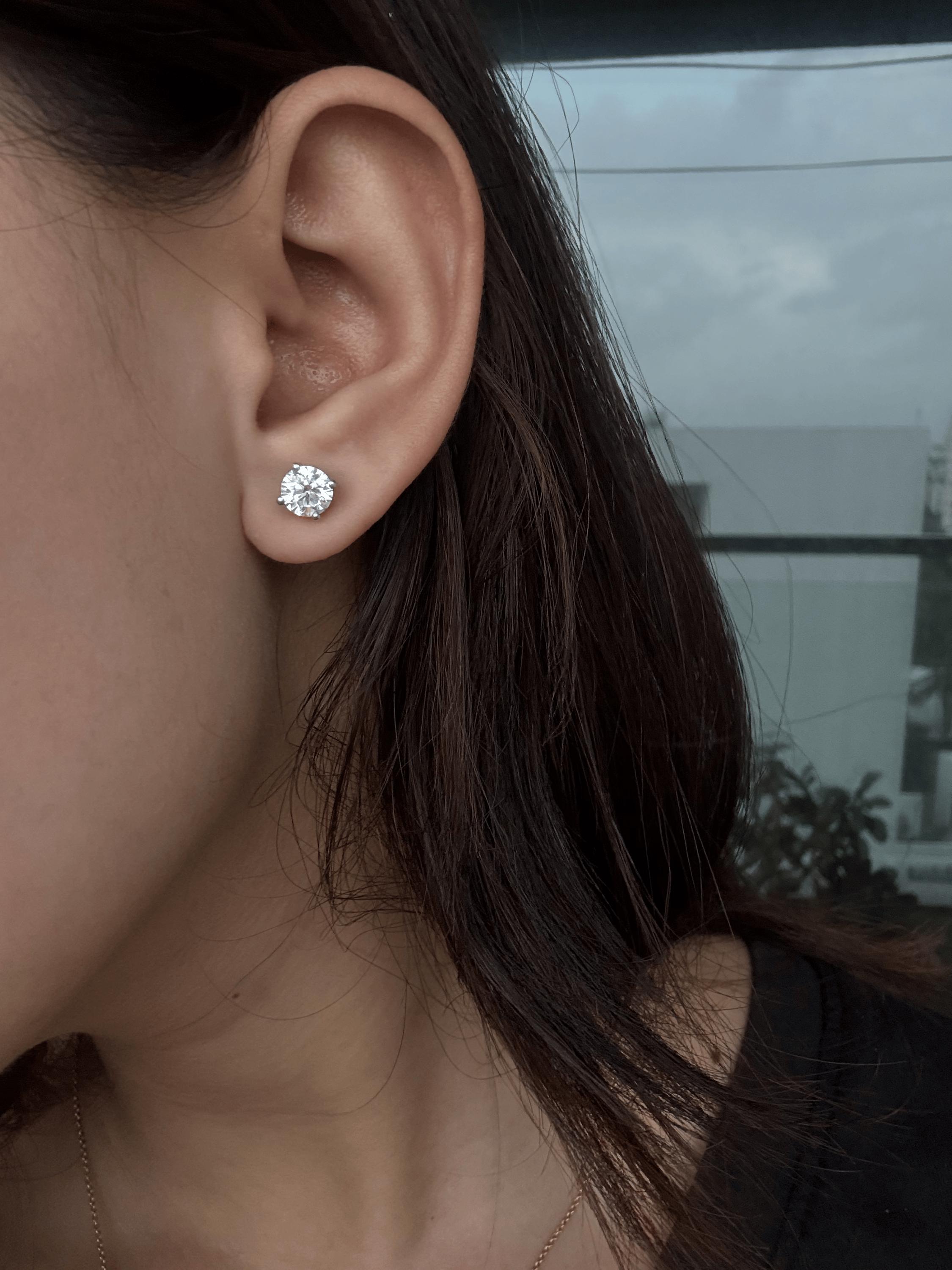 1ctw/2ctw/3ctw/4ctw Lab Grown Diamond Stud Earrings: IGI Certified, Solid Gold & Silver