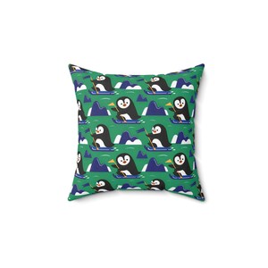 Playful Penguin Square Pillow, Cute Pillow, Decorative Cushion, Kids Room Decor, Gift for Animal Lovers, Nursery Accessory