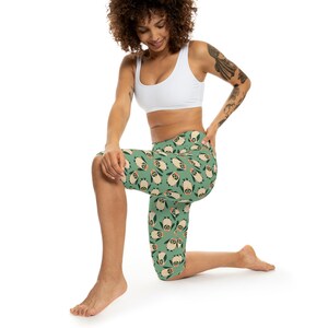 Playful Womens Capri Leggings with Whimsical Animal Print | Perfect for Yoga, Lounging, Gift for Her, Summer Fashion, Everyday Wear