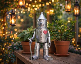 Tin Man Garden Statue – Whimsical Resin Sculpture, 10th Anniversary Gift