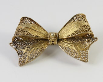 Vintage oro lavado 833 plata filigrana arco Pin - Portugal