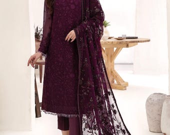 Pakistani Embroidered Lawn Shalwar Kameez for Women | Multi Eid Suit | Custom Size | Free Ship