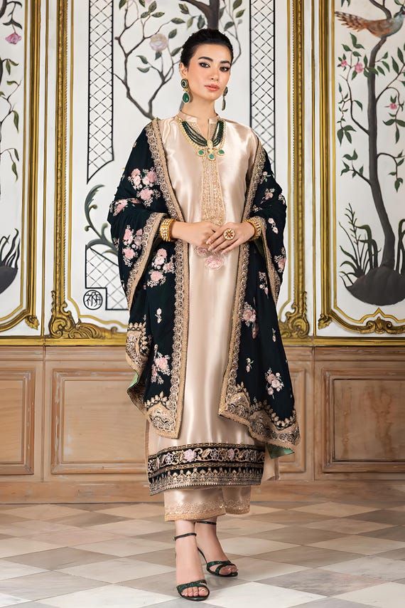 grey velvet dress pakistani suit Gray shalwar kameez for women, handcrafted floral motifs kids cotton costume